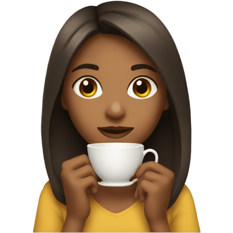 A girl drinking tea emoji