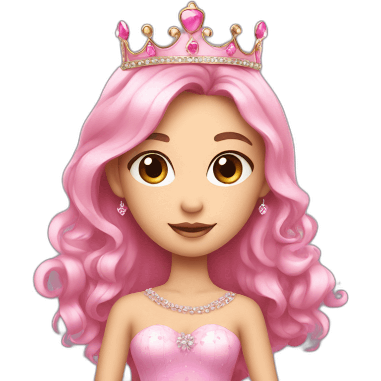 pink cute princess with crown and princess dress emoji