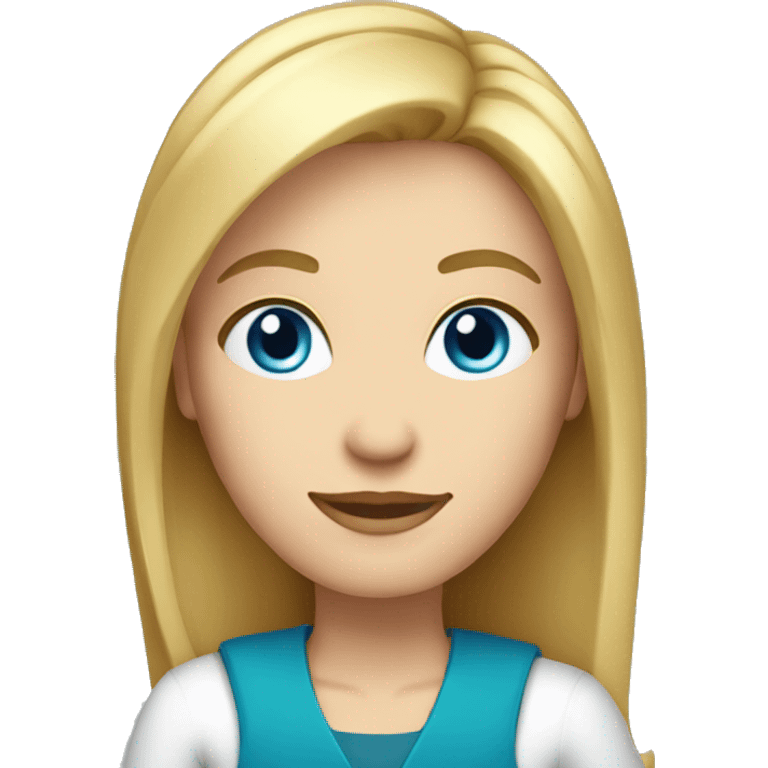 middle aged blond straight medium length hair thin woman with blue eyes holding book emoji