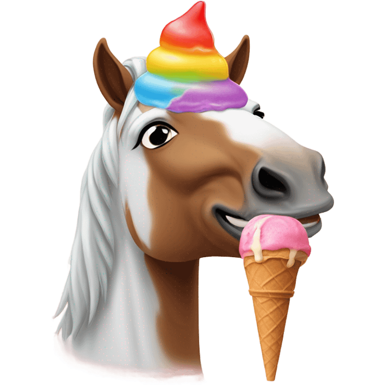 Horse eating ice cream emoji