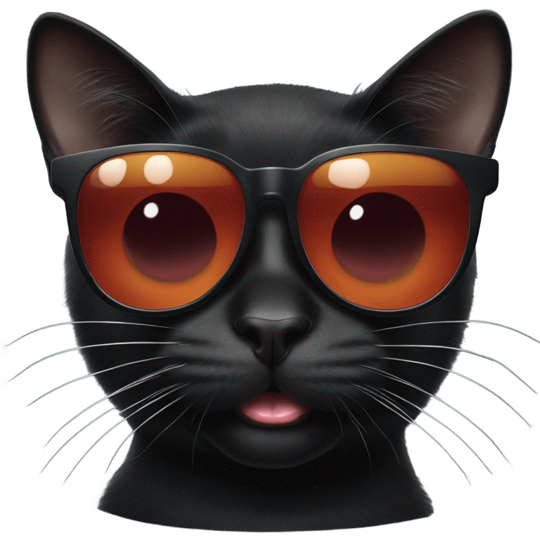 Black cat with sunglasses and tongue sticking out  emoji