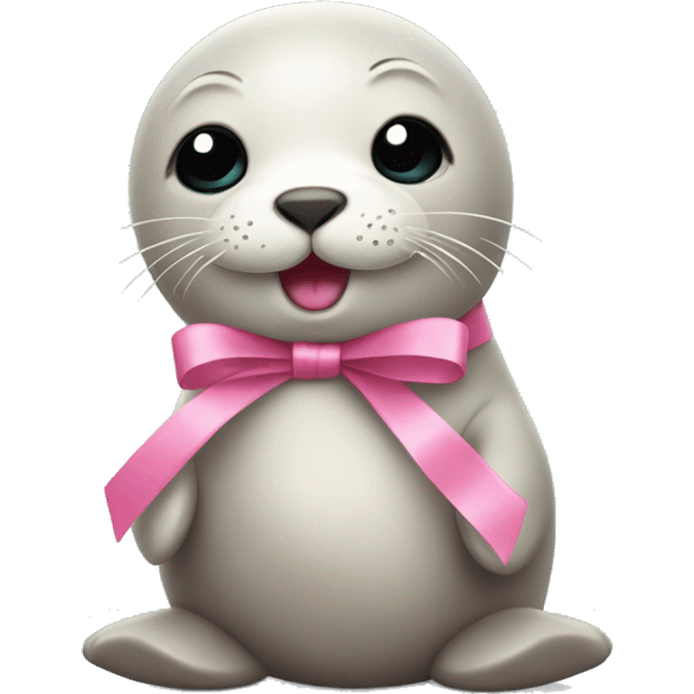 cute seal with a pink ribbon emoji