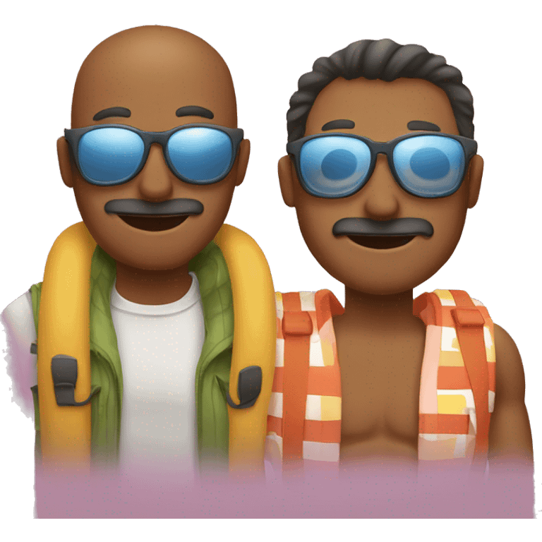 Two men's (couple) - one with eyeglasses having fun on vacation emoji