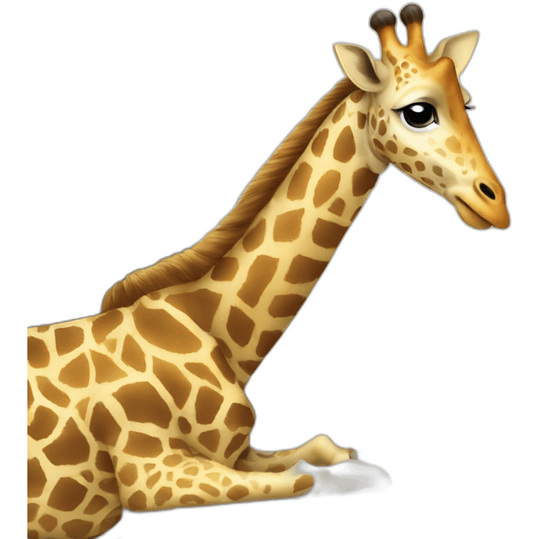 A giraffe smiling working on a desk emoji