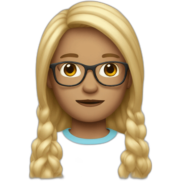 boy with blond long hairs and lenses in memoji style emoji