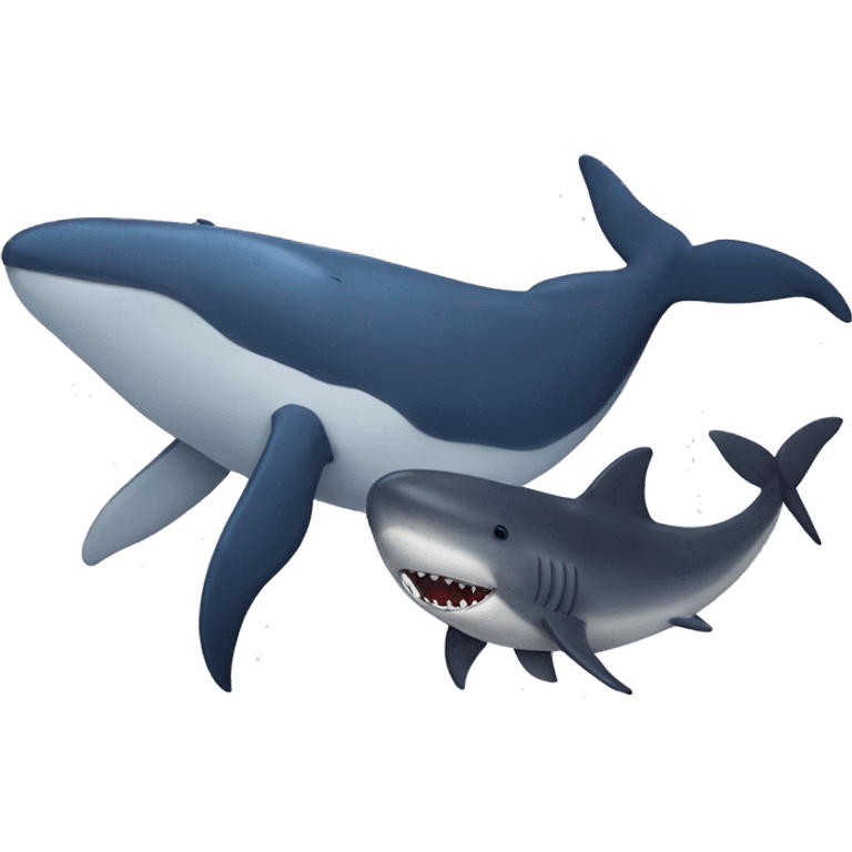 A whale hugs a shark emoji