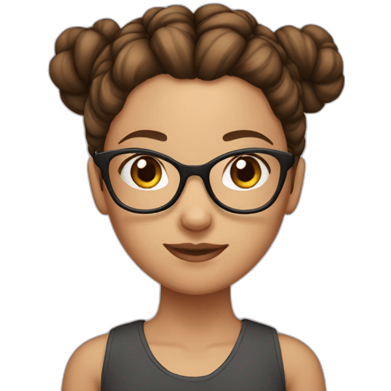 Girl with brown hair wearing glasses with her hair tied up in a bun emoji