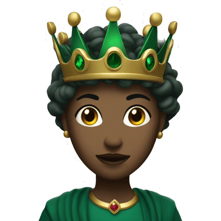 A dark emerald woman with a crown light  emoji