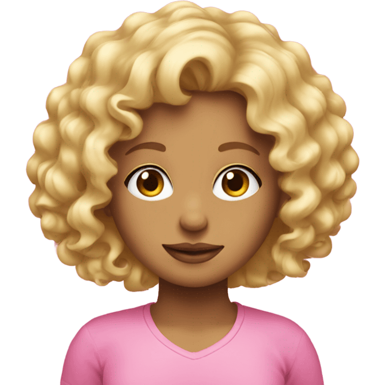 blonde curly girl wearing a pink top emoji