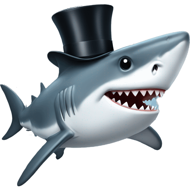 Shark with a top hat emoji