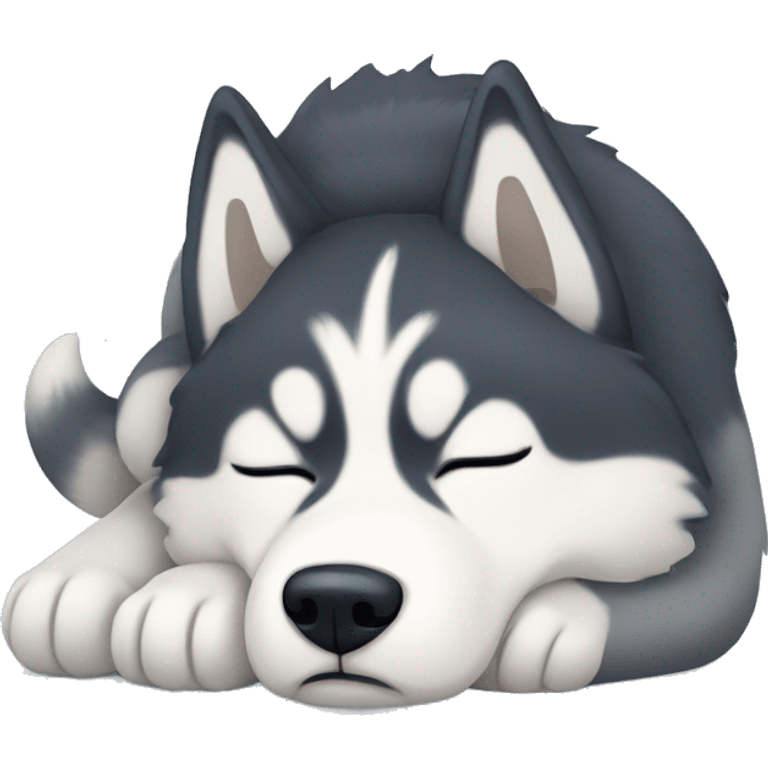 Husky curled up sleeping emoji