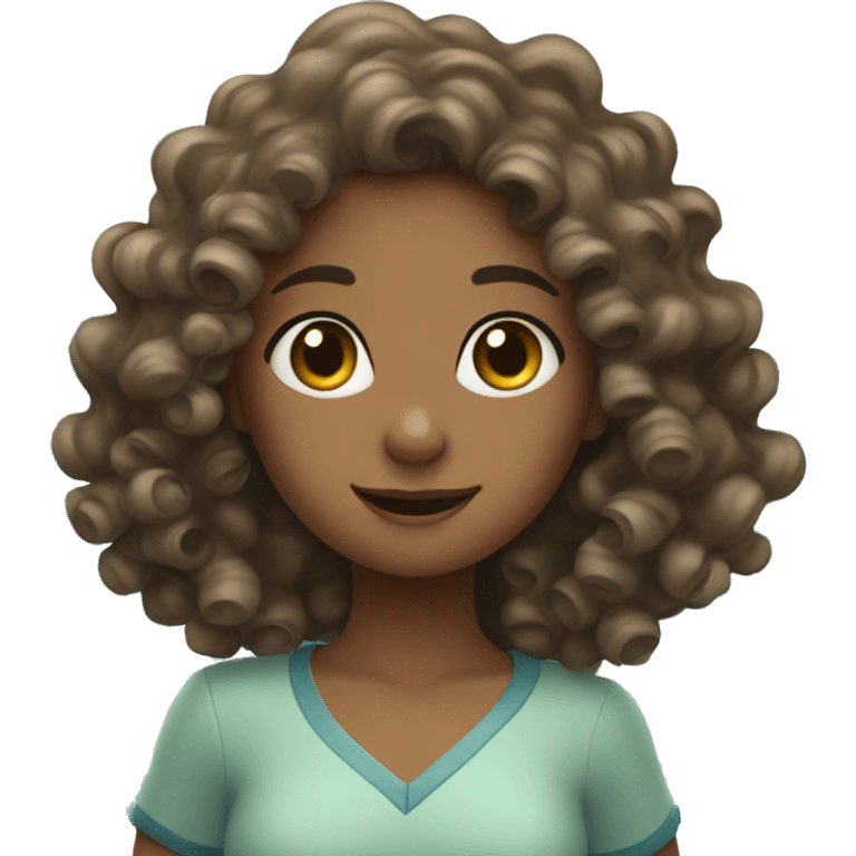 Curly hair girl waves from sea emoji