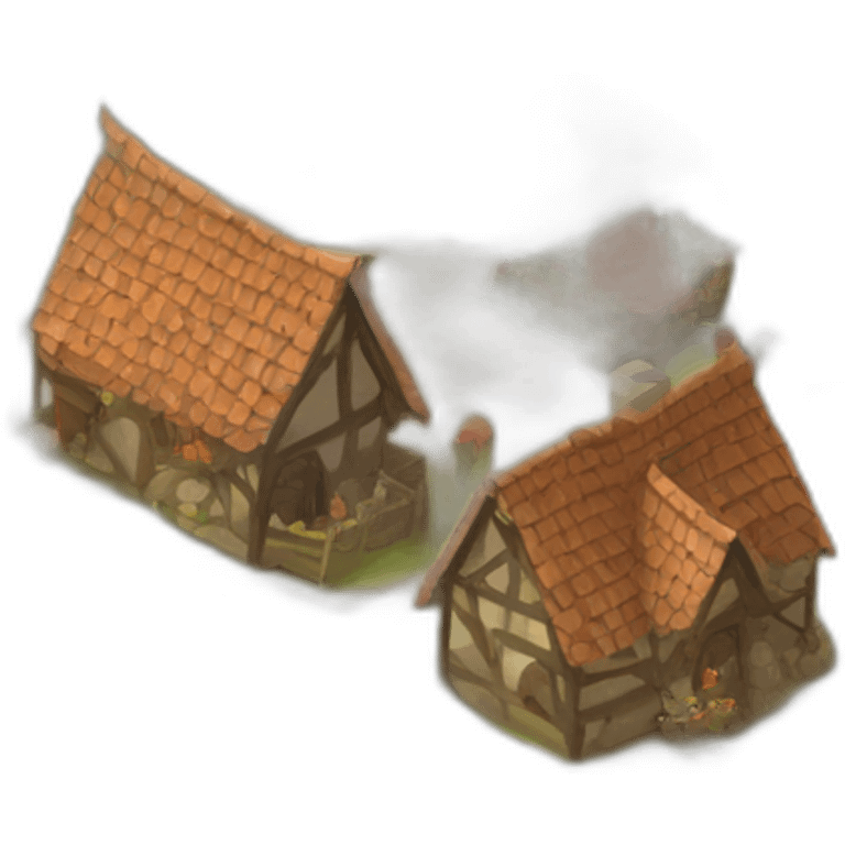 isometric view of a medieval village with festive ornaments emoji