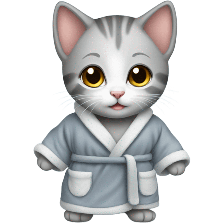 A baby kitten with a grey bathrobe on emoji