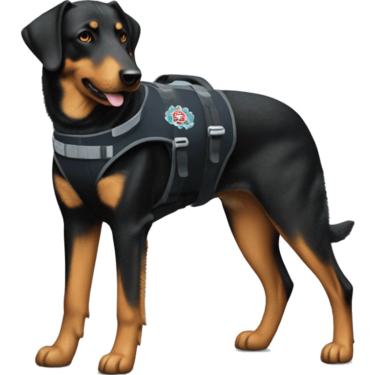 Beauceron dog full body wearing service dog vest  emoji