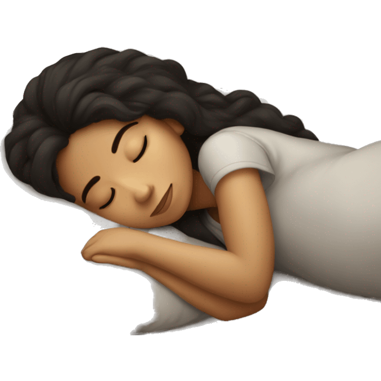 Sleeping girl on pillow dark hair emoji