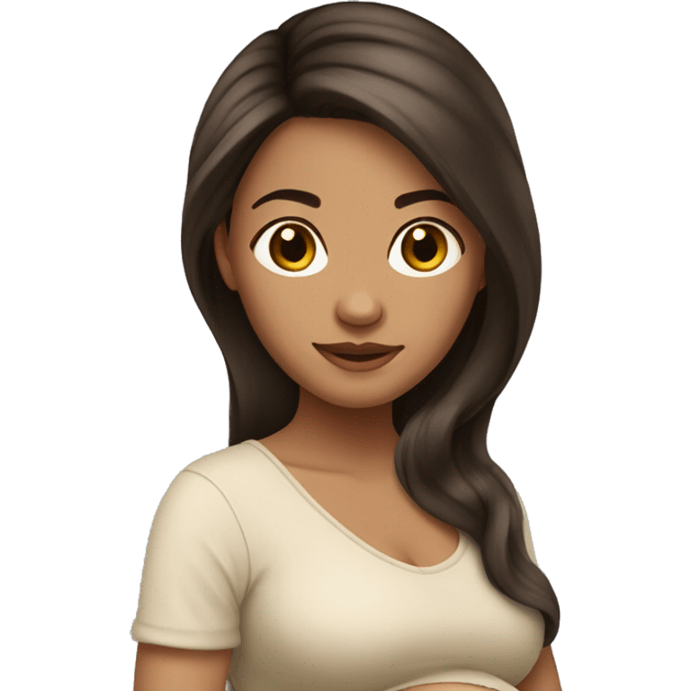 Pregnant long dark hair light brown tan skin emoji