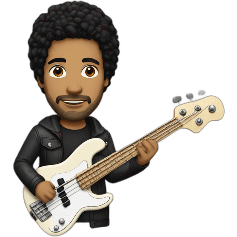 42 year old bass player, black hair, white dude emoji