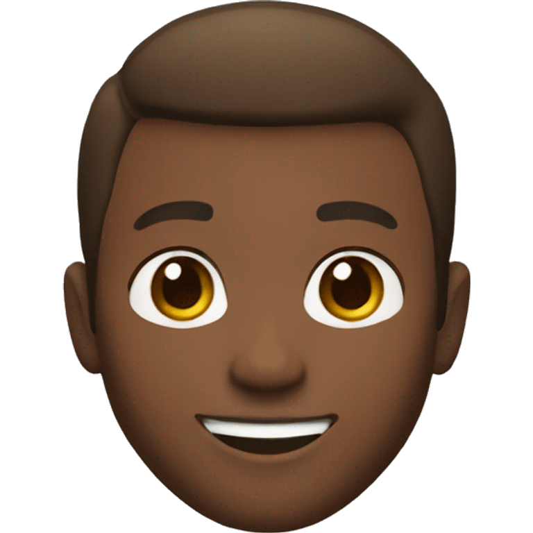 memoji young black man with brown eyes, short and beard hair smiling emoji