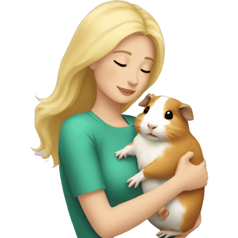 Blonde Woman hugging a guineapig emoji