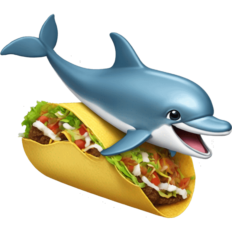 Dolphin riding a taco emoji