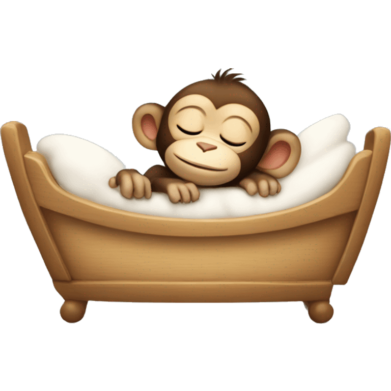 baby monkey sleeping comfy in little bed emoji