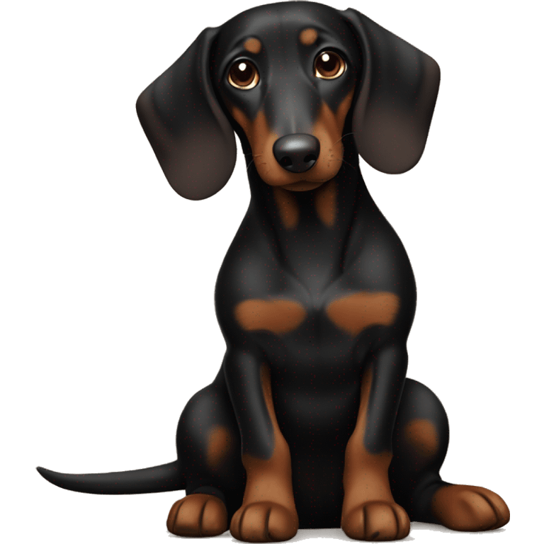 brown-haired hugging black dachshund with tan emoji