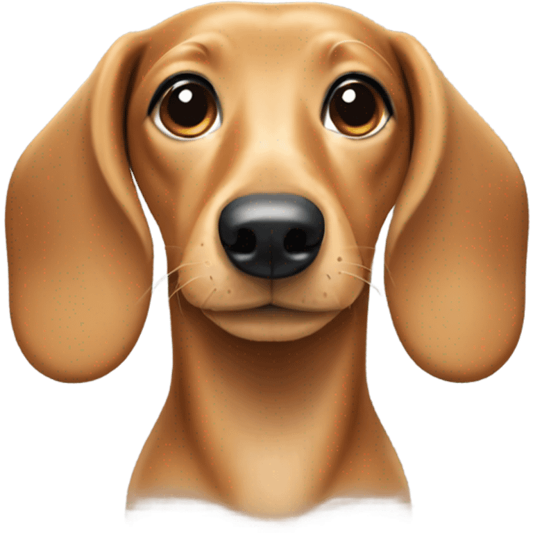 Blonde weiner dog with white patch of freckles on chest emoji