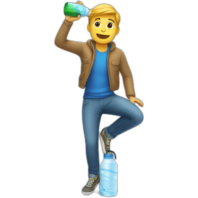 Guy balancing on water bottle emoji