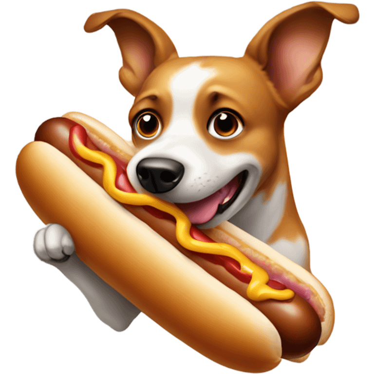 Flying dog eating hot dog  emoji