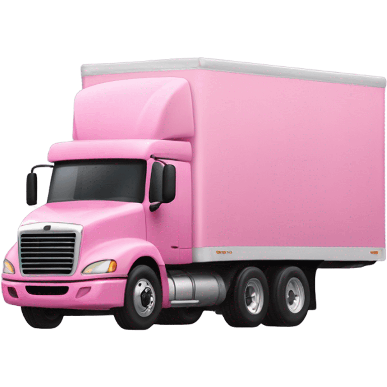 A white ￼girl driving a Pink semi trailer truck emoji