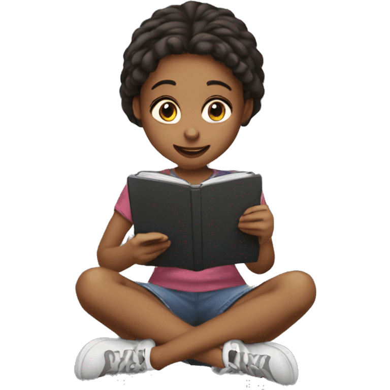 girl student reading on a tablet emoji