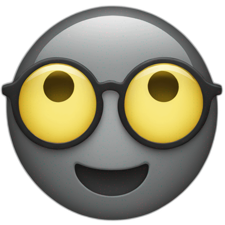 A yellow circle with eyes and glasses emoji