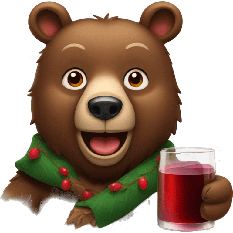 Bear with mulled wine  emoji