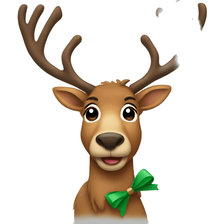 reindeer with a bow emoji