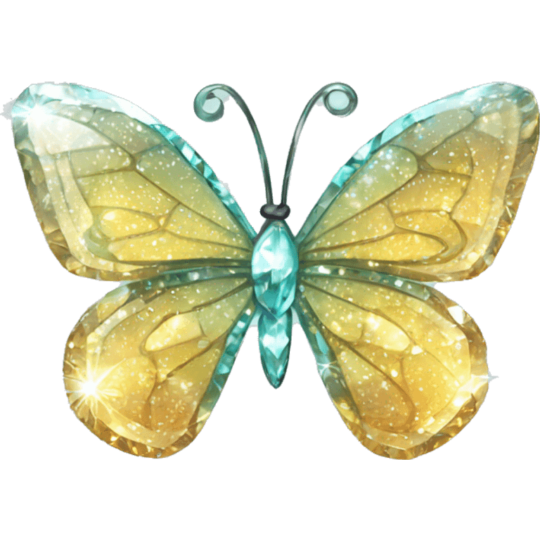 Shiny sparkly glass crystal butterfly emoji