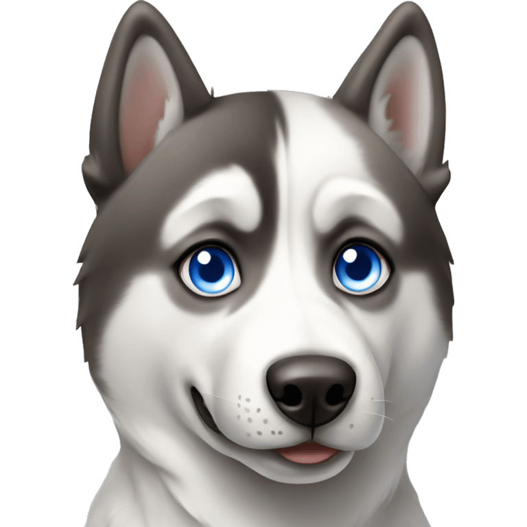 Husky dog with one blue eye and one brown eye  emoji