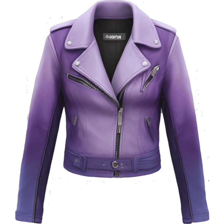 Realistic isolated side view of a pastel purple to dark purple ombre open leather fashion jacket. emoji