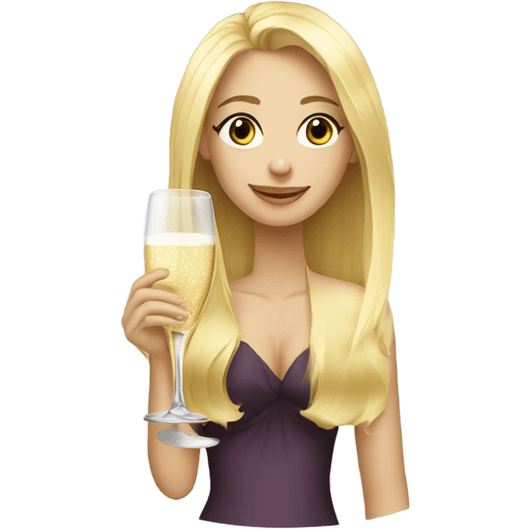 Blond girl drinking champagne wearing glasses  emoji