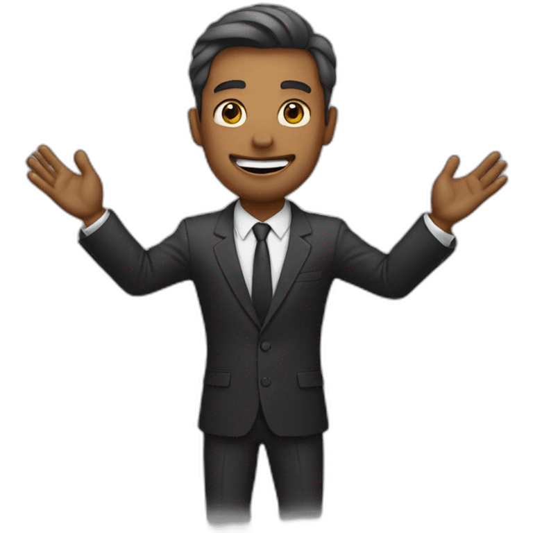 man in suit holding out his arms emoji