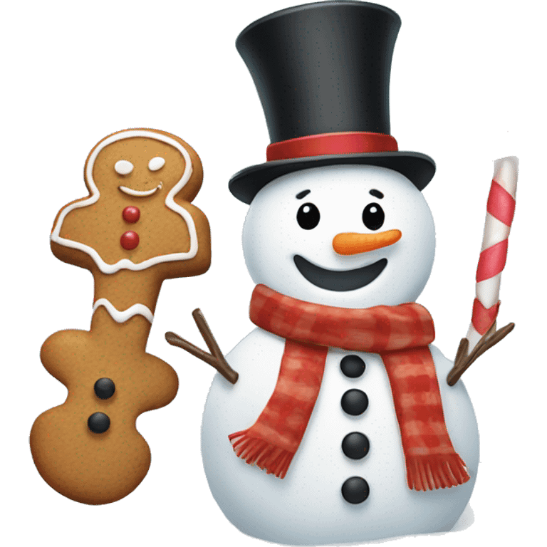 Snowman and a gingerbread  emoji