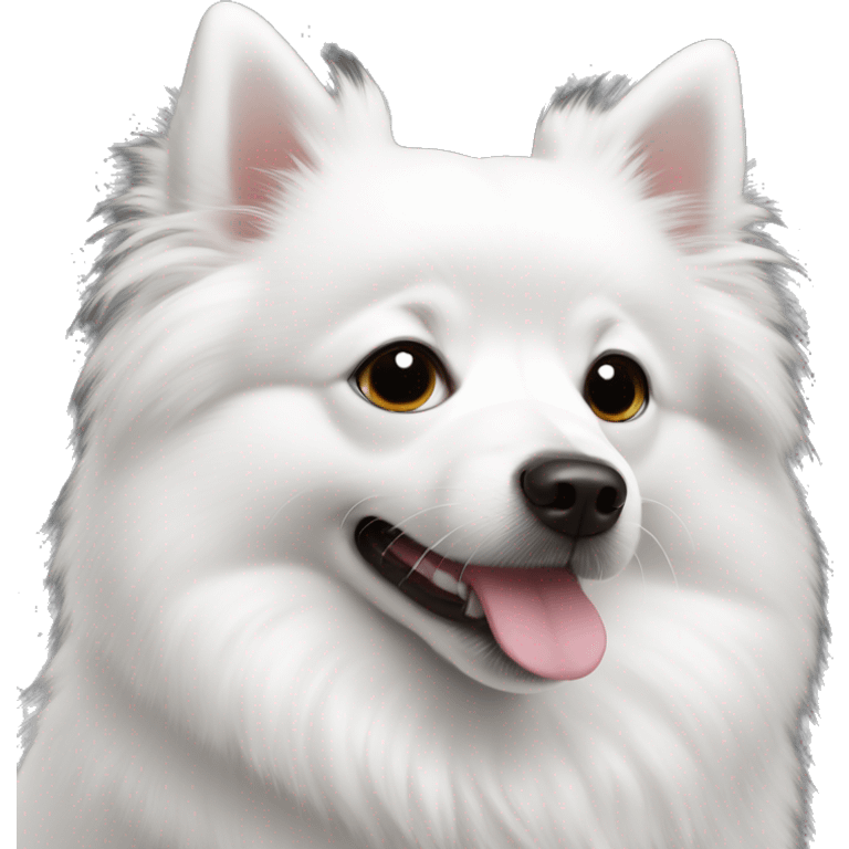 White Japanese Spitz with black eyes emoji