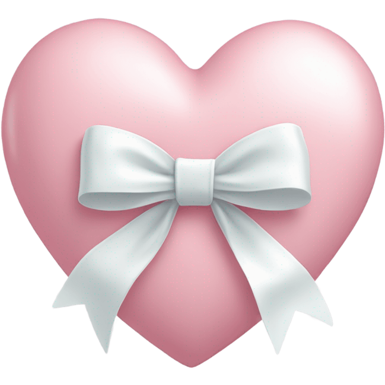 Pastel pink heart with white bow emoji