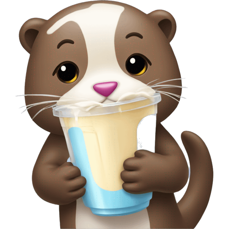 Girl otter with milk shake  emoji