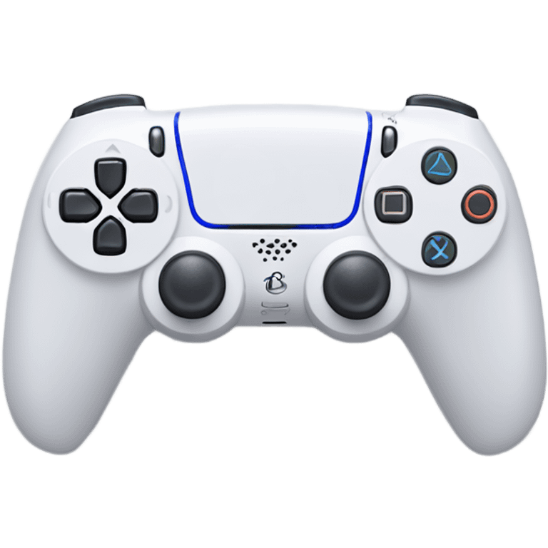 PlayStation 5 with a controller in white emoji