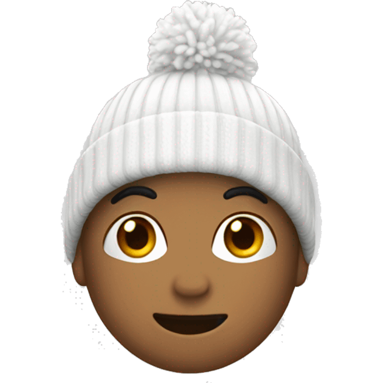 White beanie with pop Pom  emoji