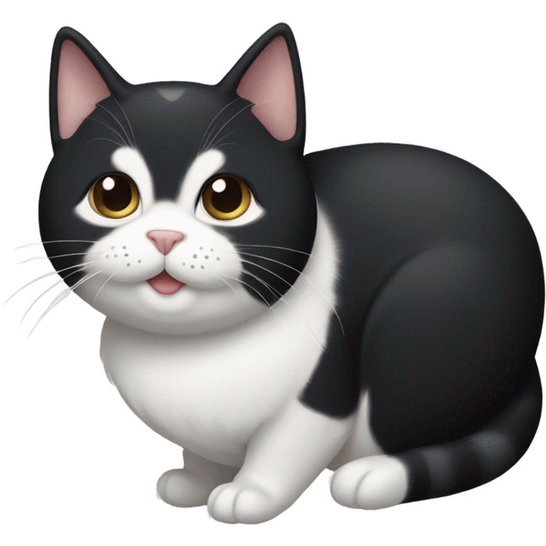 fat Tuxedo cat smiling emoji