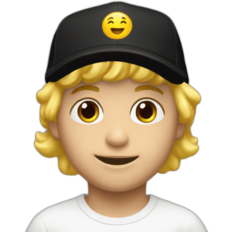 blond boy cap black front emoji