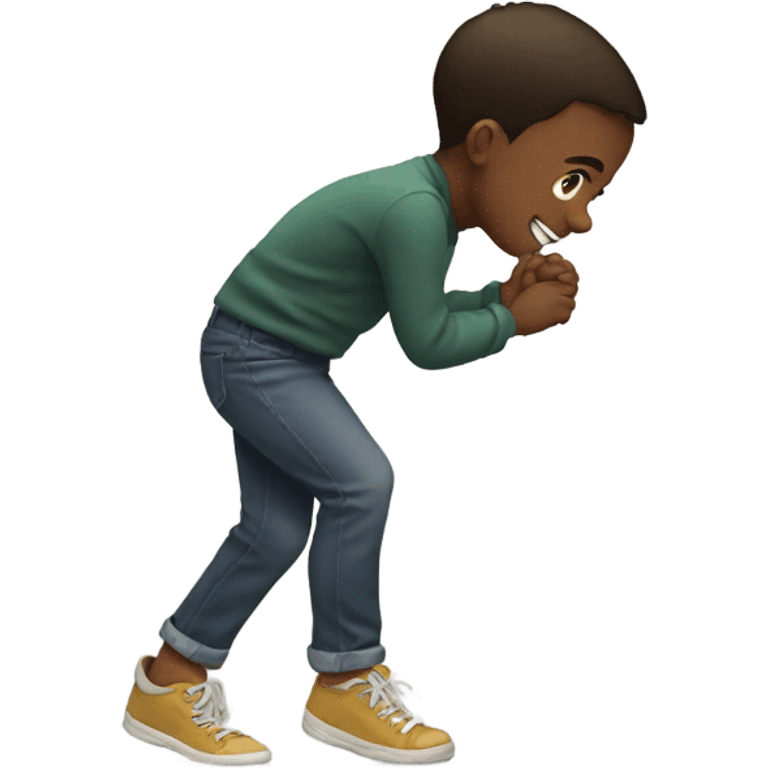 shy kid kicking floor emoji