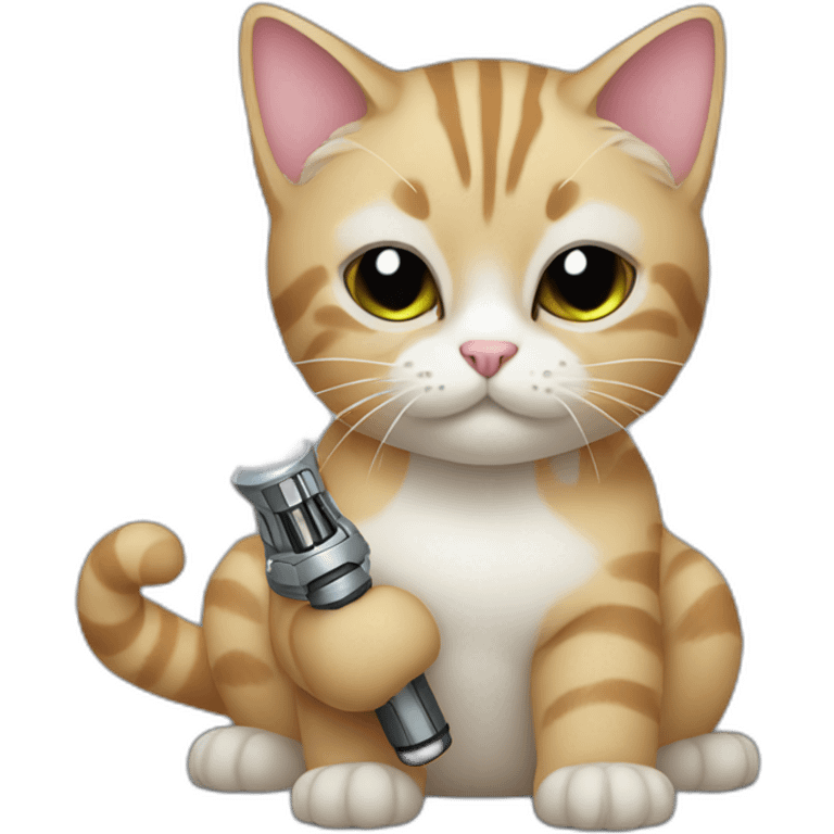 Cat with a lightsaber emoji